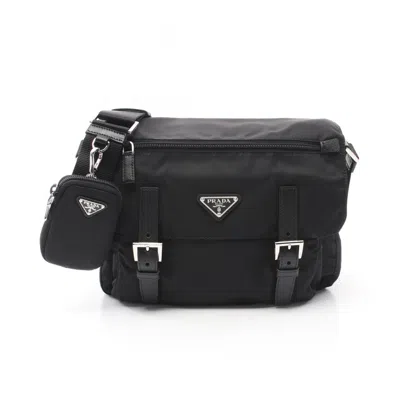 Prada Black Nylon Leather Shoulder Bag