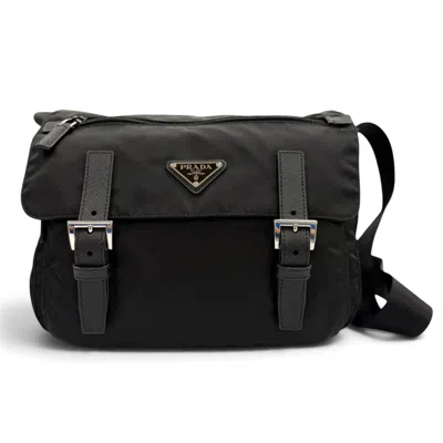 Pre-owned Prada Black Nylon Leather Shoulder Bag ()