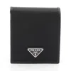 Prada Black Wallet With Classic Fold-over Design And Logo Plaque In Black