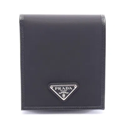 Pre-owned Prada Black Nylon Leather Wallet (bi-fold) ()