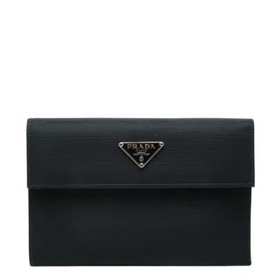 Pre-owned Prada Black Nylon Leather Wallet (tri-fold) ()