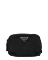 Prada Black Nylon Logo-triangle Make-up Bag (authentic Pre-loved) In Black