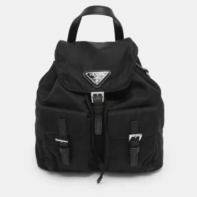 Pre-owned Prada Black Nylon Mini Chain Crossbody Bag