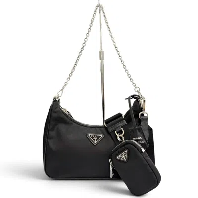 Pre-owned Prada Black Nylon Pouch Shoulder Bag ()