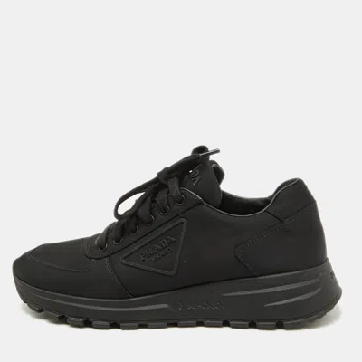 Pre-owned Prada Black Nylon Prax Logo Low Top Sneakers Size 37