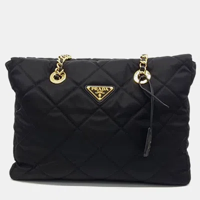 Pre-owned Prada Black Nylon Re-edition 1995 Re-nylon Chain Shoulder Bag
