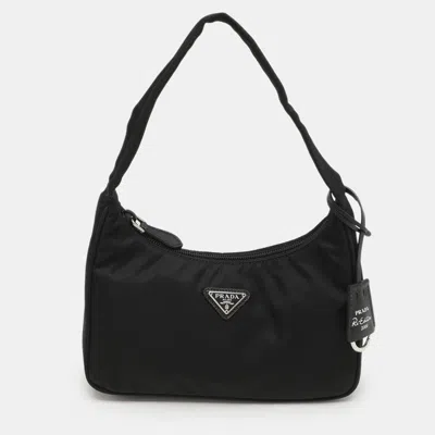 Pre-owned Prada Black Nylon Re-edition 2000 Shoulder Bag