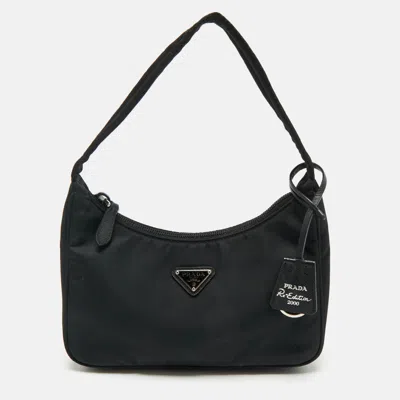 Pre-owned Prada Black Nylon Re-edition 2000 Shoulder Bag