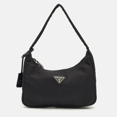 Pre-owned Prada Black Nylon Re-edition 2000 Shoulder Bag