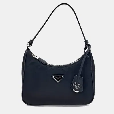 Pre-owned Prada Black Nylon Re-nylon Hobo Bag