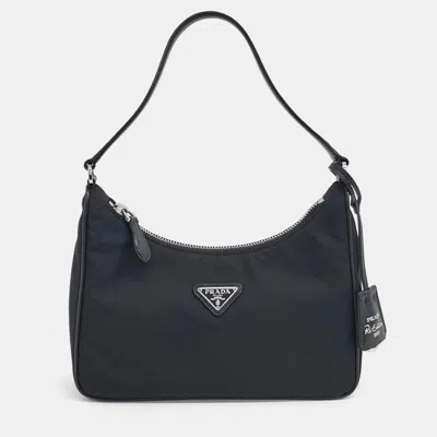 Pre-owned Prada Black Nylon Re-nylon Hobo Bag