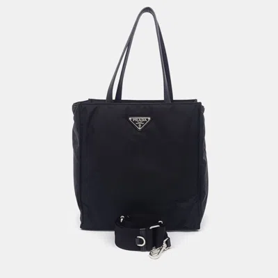 Pre-owned Prada Black Nylon Re-nylon Padded Tote And Shoulder Bag