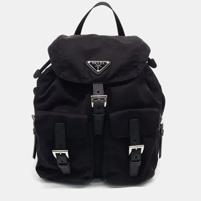 Pre-owned Prada Black Nylon Re-nylon Two-pocket Backpack