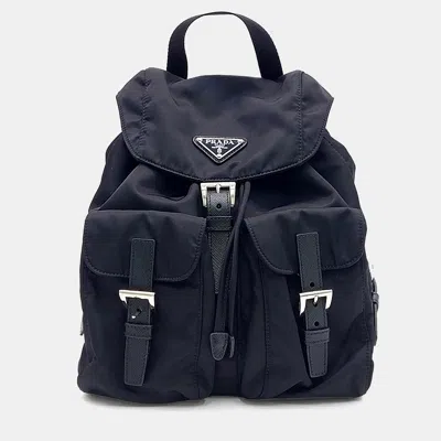 Pre-owned Prada Black Nylon Re-nylon Two-pocket Backpack