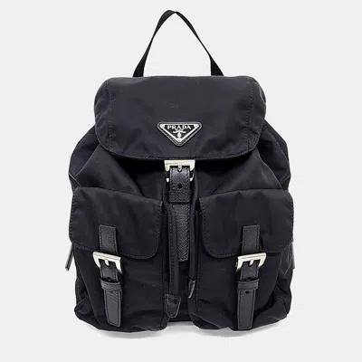 Pre-owned Prada Black Nylon Re-nylon Two-pocket Backpack