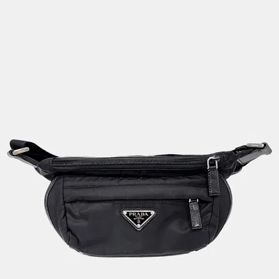 Pre-owned Prada Black Nylon Re-ylon Biker Bag Small