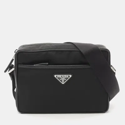 Pre-owned Prada Nylon Saffiano Leather Black Re-nylon Tessuto+saffiano Shoulder Bag