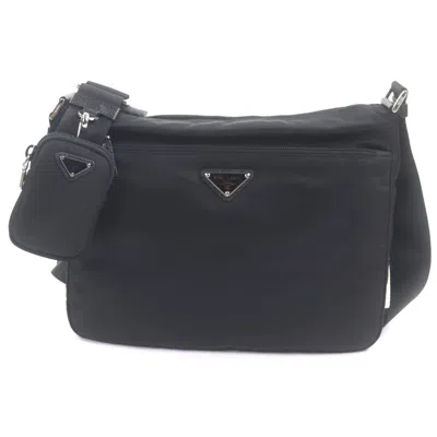 Pre-owned Prada Black Nylon Saffiano Triangle Pouch Shoulder Bag ()