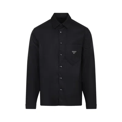 PRADA MEN BLACK NYLON SHIRT, L LUXURY SHIRTS FOR MEN DARVEYS