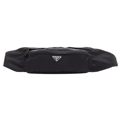 Pre-owned Prada Black Nylon Silver Logo Triangle Buckle Belt Bag