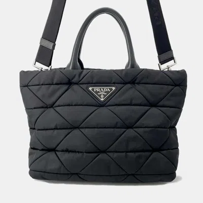 Pre-owned Prada Black Nylon Small Padded Re-nylon Tote Bag