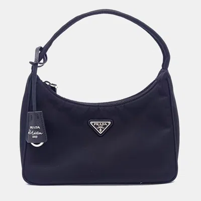 Pre-owned Prada Black Nylon Tessuto Hobo Bag (1ne515)