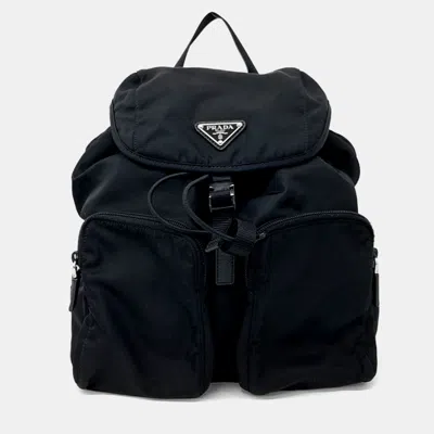 Pre-owned Prada Black Nylon Tesuto Two-pocket Backpack