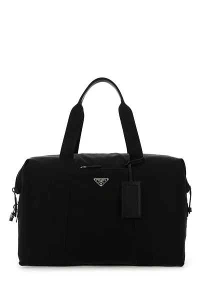 Prada Travel Bag In Re-nylon And Saffiano In Black