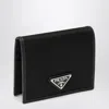 Prada Black Wallet With Classic Fold-over Design And Logo Plaque In Purple