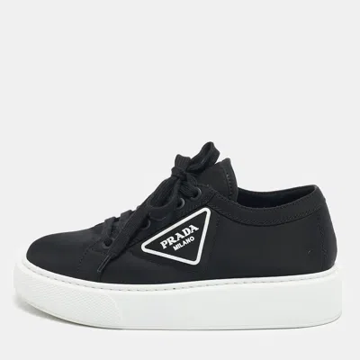 Pre-owned Prada Black Nylon Wheel Cassetta Low-top Sneakers Size 36