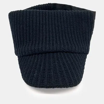 Pre-owned Prada Black Nylon Wool Knit Visor