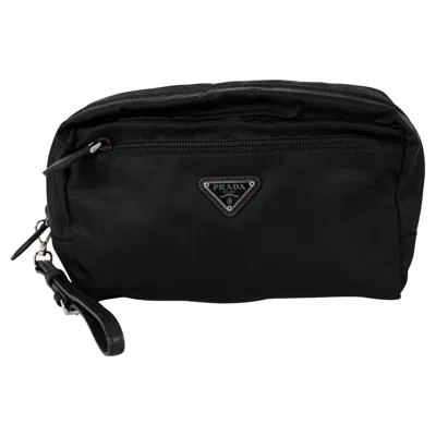 Pre-owned Prada Black Nylon Zip Travel Pouch Bag