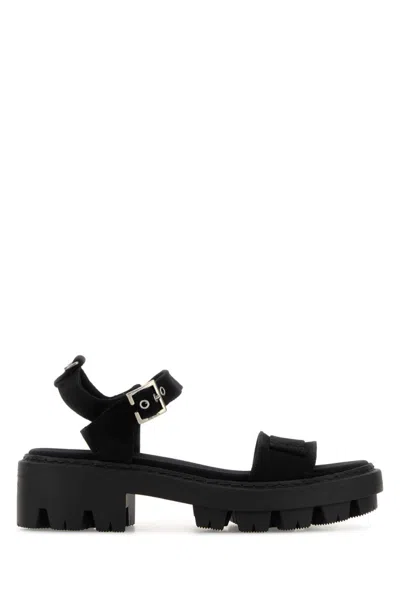 Prada Black Open Round Toe Sandals