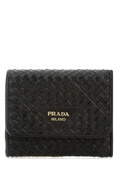 Prada Black Ovine Leather Wallet Mini 11cm X 9cm X 3cm