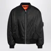 Prada Black Padded Re-nylon Bomber Jacket In Black