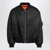 Prada Black Padded Re-nylon Bomber Jacket In Black