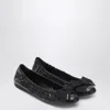 Prada Black Patent Leather Ballet Flats With Bow In Black