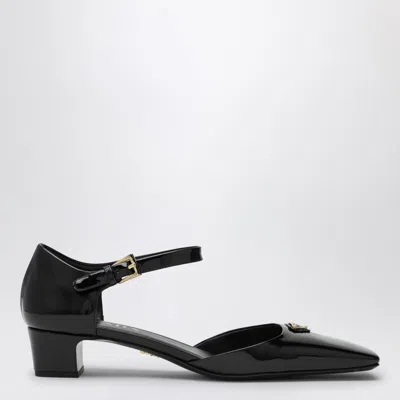 Prada Womens Black Brand-plaque Patent-leather Mary Jane Courts