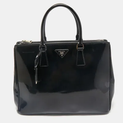 Pre-owned Prada Black Patent Leather Large Double Zip Tote