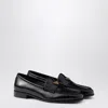 Prada Triangle Logo Patent Leather Loafers In Black