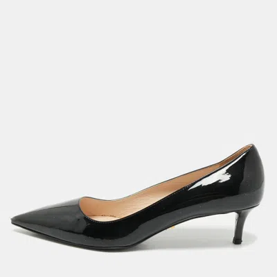 Pre-owned Prada Black Patent Leather Pointed Toe Pumps Size 38