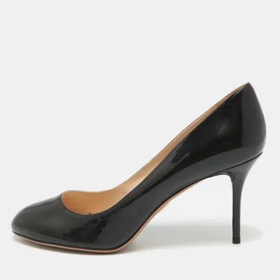 Pre-owned Prada Black Patent Leather Round Toe Pumps Size 42