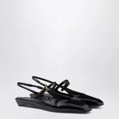 PRADA PRADA  BLACK PATENT LEATHER SLINGBACK BALLERINA