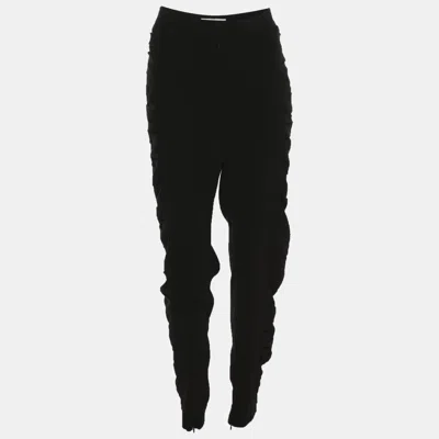 Pre-owned Prada Black Pleated Crepe Capri Trousers L