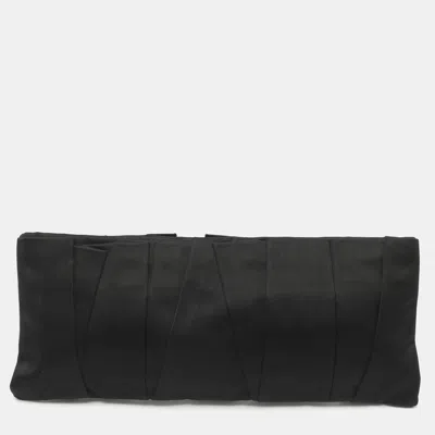 Pre-owned Prada Black Pleated Satin Clutch