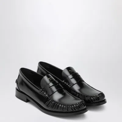 PRADA BLACK POLISHED LEATHER LOAFERS