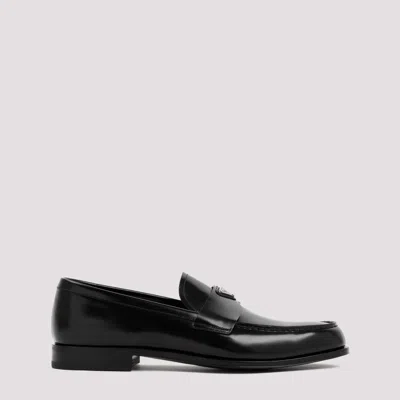 PRADA BLACK POLISHED LEATHER LOAFERS