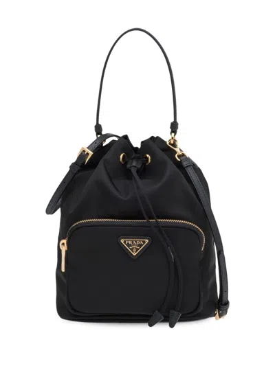 Prada Contemporary Re-nylon Bucket Bag Design In Black