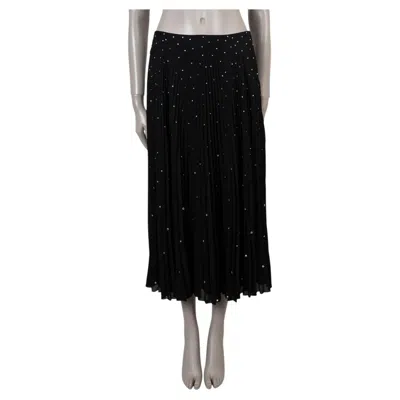 Pre-owned Prada Black Polyester 2019 Crystal Embellished Plisse Skirt 42 M