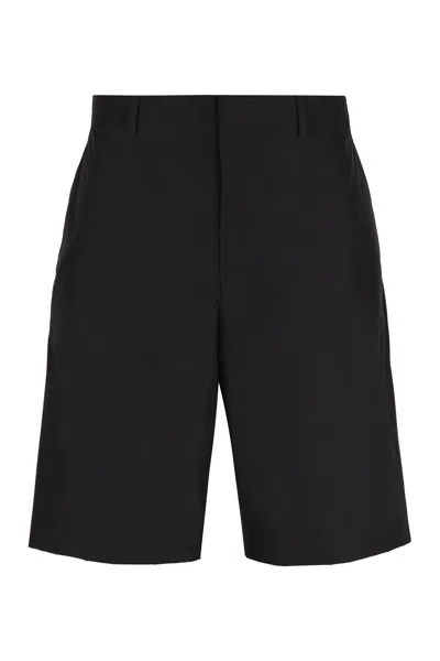Prada Black Polyester And Cotton Shorts For Men